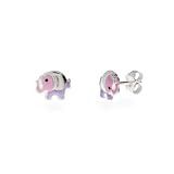 Eve's Addiction Purple & Pink Elephant Kids Earrings