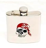 Outer Rebel Fashion Flasks- 6 oz Painted Pirate Skull on Stainless Steel Flask
