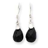 Sterling Silver Onyx Teardrop Earrings