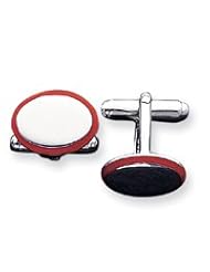 Sterling Silver Enameled Red Cuff Links