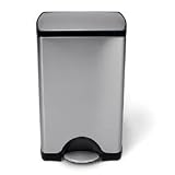 Simplehuman CW1816 Rectangular Fingerprint-Proof Step-On 13-Gallon Waste Can, Stainless