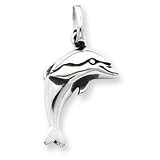 Sterling Silver Antiqued Dolphin Pendant