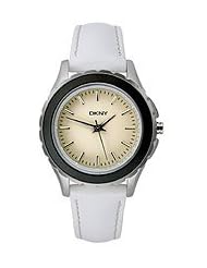 DKNY 3-Hand White Leather Strap Womens watch #NY8770