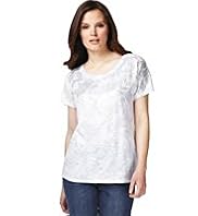 Sequin Leaf Foil Print T-Shirt