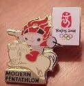 2008 BEIJING OLYMPIC PIN HUANHUAN MASCOT MODERN PENTATHLON