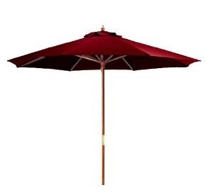 patio umbrella-9' Outdoor Patio Market Umbrella - Light Burgundy and Cherry Wood