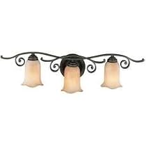 Murray Feiss VS8103-CB Three-Light Tuscan Villa Collection Vanity Strip, Corinthian Bronze with Beige Etruscan Glass Shades