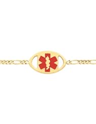 14K Yellow-Gold Oval Medical Id Bracelet W-Figaro by US Gems