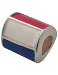 Genuine Zable (TM) Product. 925 Sterling Silver Netherlands Flag Bead Charm. 100% Satisfaction Guaranteed.