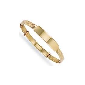 Jewelco London 9ct Solid gold diamond cut 2.5mm children's expanding ID Bangle (2g)