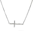 Sterling Silver Sideway Cross Necklace Pendant with Adjustable Chain 16-18 inches (22.1mm x 10.1mm) - Great for Men, Women and Children