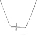 Sterling Silver Sideway Cross Necklace Pendant with Adjustable Chain 16-18 inches (22.1mm x 10.1mm) - Great for Men, Women and Children