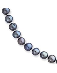 14k 5.5-6mm Black Freshwater Onion Cultured Pearl Necklace - BPN055-16"