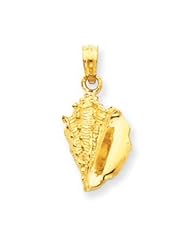 14k Gold Solid Polished Conch Shell Pendant