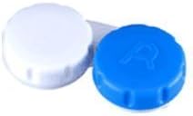 OptiSafe - Flat bed contact lens case - Blue &amp; White ~ (3 pack) by OptiSafe