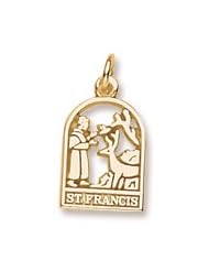Rembrandt Charms, St. Francis Charm in Solid Sterling Silver or Gold, Engravable