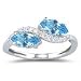 0.11 Ct Diamond & 0.50 Cts Swiss Blue Topaz Ring in 18K White Gold.