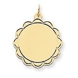 14k .027 Gauge Engraveable Scalloped Disc Charm