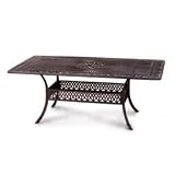 Meadow Decor Magnolia Cast Aluminum Dining Set W/ 72 Inch Rectangular Table - Mocha Stone Finish