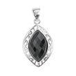 .925 Silver & Faceted Onyx Filigree Marquise Pendant