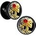 Body Candy Black Acrylic Red Rose Skeleton Saddle Plug Pair (5mm to 20mm)