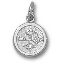 Pittsburgh Steelers Solid Sterling Silver Circle Logo With Diamond Chips 3 8'' Pendant