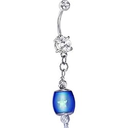 Handcrafted Crystalline Gem Glow In The Dark Mood Belly Ring