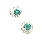 14K .75 CTW Blue & White Diamond Earrings