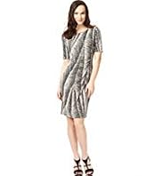 Herringbone Print Ruched Dress