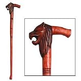 Wood walking stick, 'King of the Lions'