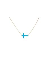 Moon And Lola-Acrylic Cross Necklace Gold-Tortoise