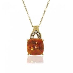 New Yellow Gold Pendant Necklace Twilight Topaz Diamond