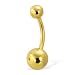14K gold plated plain belly button ring