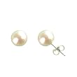 Natural White 7.5-8mm 14k Gold Cultured Pearl Stud Earrings - by Dahlia Classic Jewelry Collection