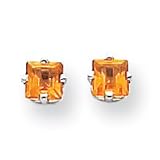 14k White Gold 4mm Princess Cut Citrine earring XE60WCI
