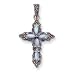 Sterling Silver Marcasite, Blue Mother of Pearl Cross Pendant with 20 Inch Sterling Silver Chain