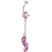 Pink Cubic Zirconia Flip-flop Dangle Belly Ring