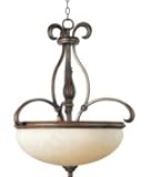 Maxim Lighting 30473FLWW Hyde Park 3 Light Ceiling Pendant in Worm Wood with Frost Lichen glass