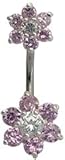IMAGE OF Flower crystal belly rings by GlitZ JewelZ ? - we use the best Laser cut CZ crystals hand set and hand polished - gently packed in a lovely velvet pouch. Choose the color from menu below - Surgical steel bar 3/8' (10MM)