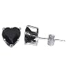 6 MM Heart Onyx Cubic Zirconia .925 Sterling Silver Post Back Stud Earrings