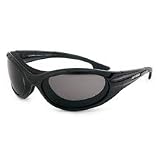 Harley Davidson Men's Sidetrack Performance Eyewear Sunglasses. 3/4 wrap eyewear. Impact-resistant stock lenses. Fixed foam padding seals out the elements. Meets ANSI Z87.1 standards. UV protection. Custom Harley-Davidson graphics. Includes microfiber bag. Gloss Black/Smoke Lens, 98272-08VM