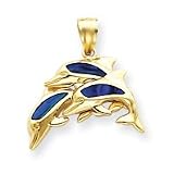 14k High-Polished Triple Dolphin with Opal Inlay Charm