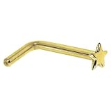 Solid 14KT Yellow Gold Star Nostril Screw - 20 Gauge
