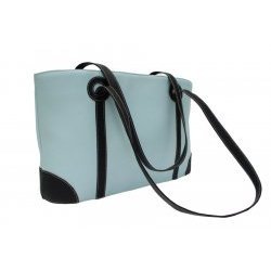 Buy Leather Shopping Tote - Pastel Blue Chocolate - by Piel Leather - 2404PB CHC (Pastel Blue... by Piel Leather, Inc
