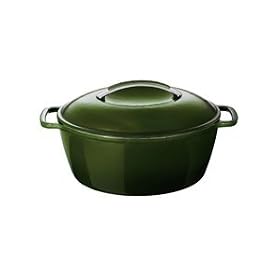 KitchenAid 6-1 2-Quart Cast-Iron Oval Casserole, Green by KitchenAid