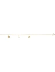 14k Yellow Gold, Marine Symbols Charm Anklet with Sparkly Created Gem