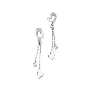Genuine Ibiza (TM) 14K White Gold Earrings. Diamond Heart Earring - 1.81 grams. 100% Satisfaction Guaranteed.