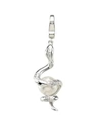 Freshwater Cultured Pearl & Diamond Snake Charm Sterling Silver 68406