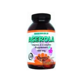Country Life - Acerola C 500 Mg W/Bioflav. & Rutin Wafers - 180 Tablets