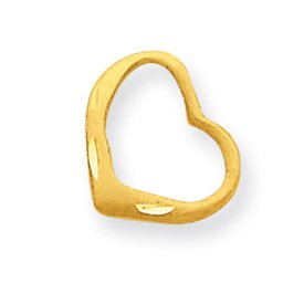 14k Yellow Gold Solid Diamond-cut Floating Heart Slide